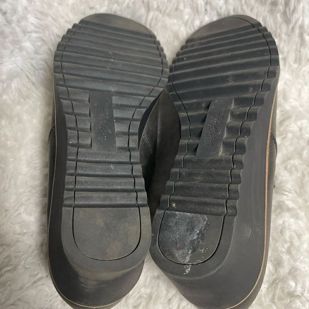 Life Stride Zora Wedge Slip On Shoes Gray/Brown Faux Leather SZ9.5M